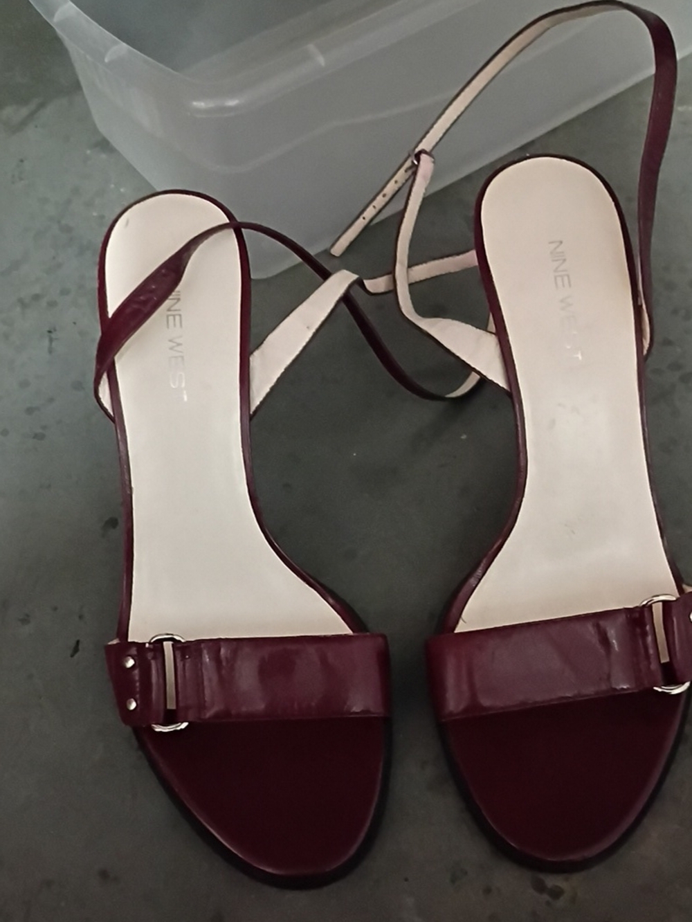 Nine West Burgundy Patent Strap Sandals